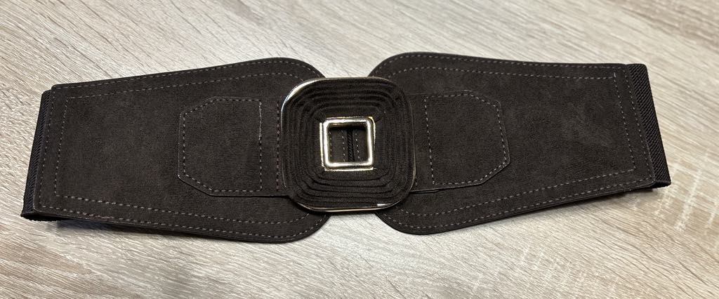 Ceinture large, marron , aspect velours et élastique, boucle marron Marque Fashion