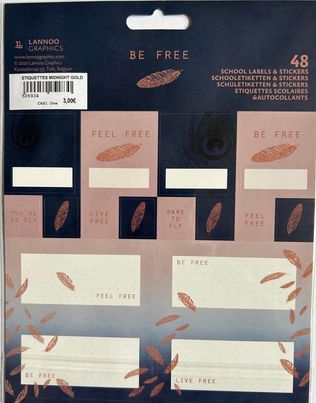 48 ETIQUETTES SCOLAIRES BE FREE LANNOO GRAPHICS