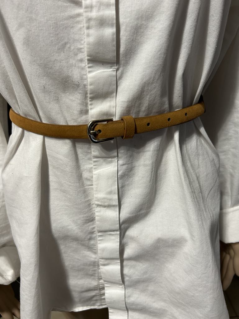 Ceinture Kamel aspect velours boucle dorée Fashion