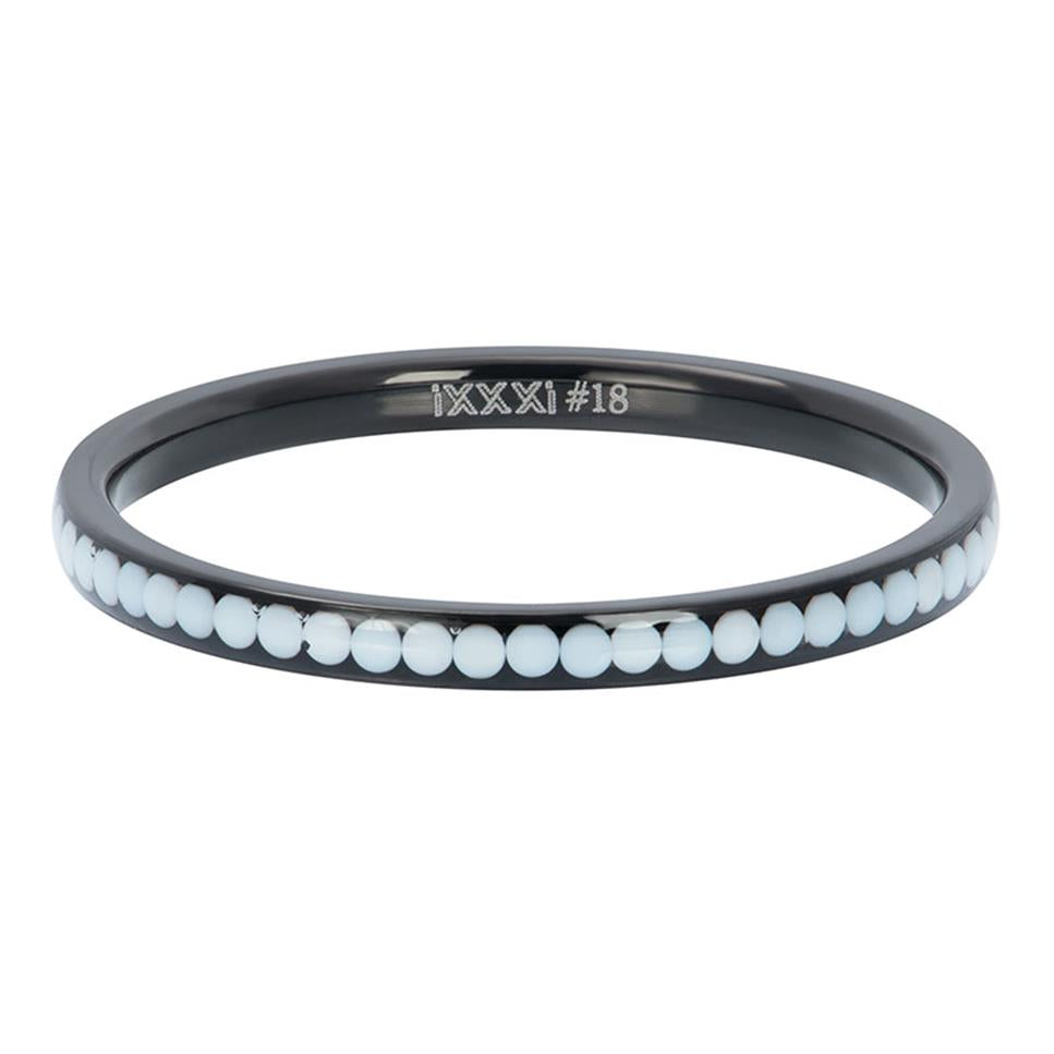 BAGUE IXXXI 2MM NOIR boules blanches