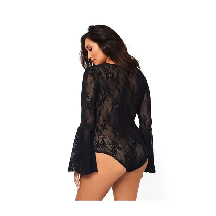 Body à manches cloches noires Grande Taille
