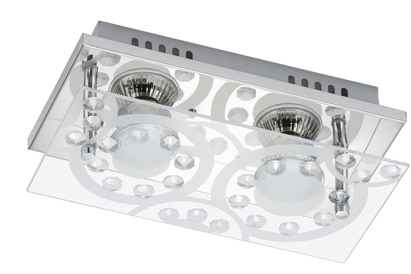 BRILO - PLAFOND 2 LED 3W-250LUMEN-30 00K CHROME/VERRE TRANSPARENT