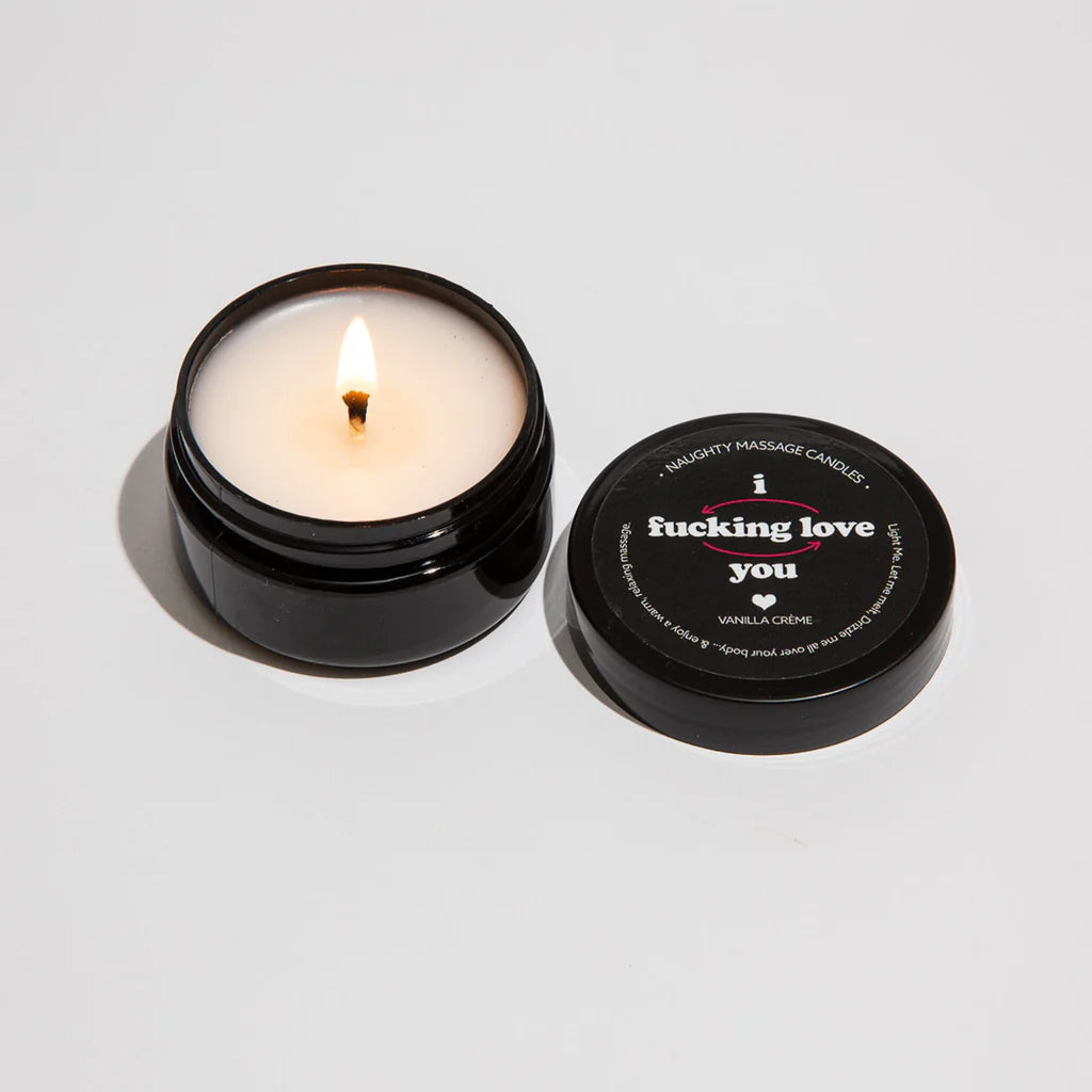 Bougie de massage miniature coquine vanille crème