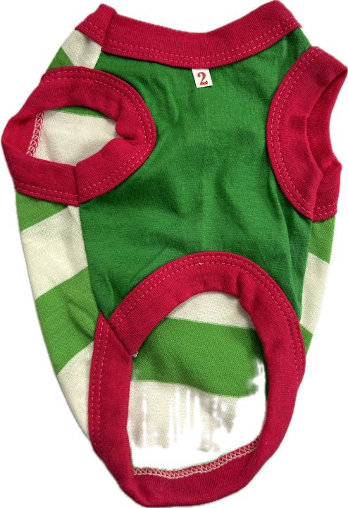 T-SHIRT rayé vert, blanc rose pour chiens Puppé