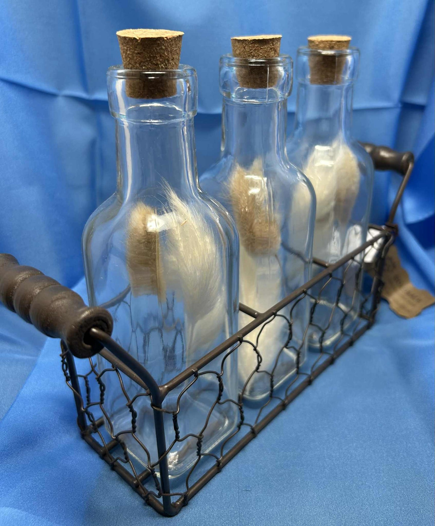 Set de 3 bouteilles en verre et panier en métal collection Goldbach de GmbH (23*11cm)