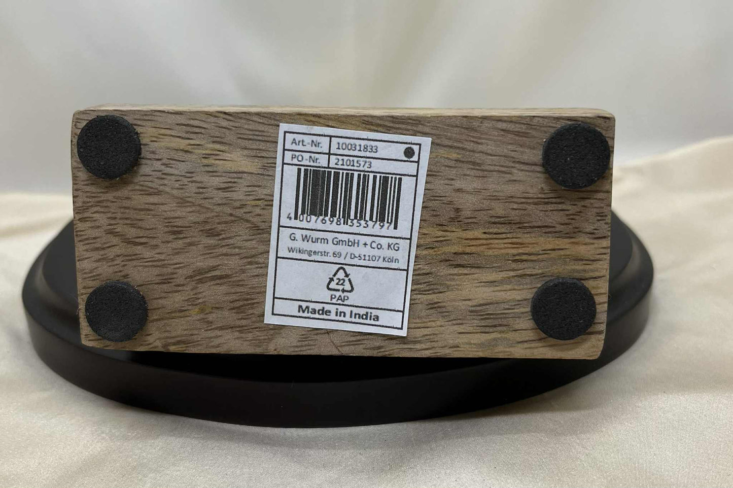 Cœur en métal doré sur socle de bois de GmbH (13.5*14.5cm)