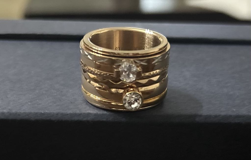 Bague composée IXXXI taille 19 couleur Or Rose et 2 pierres