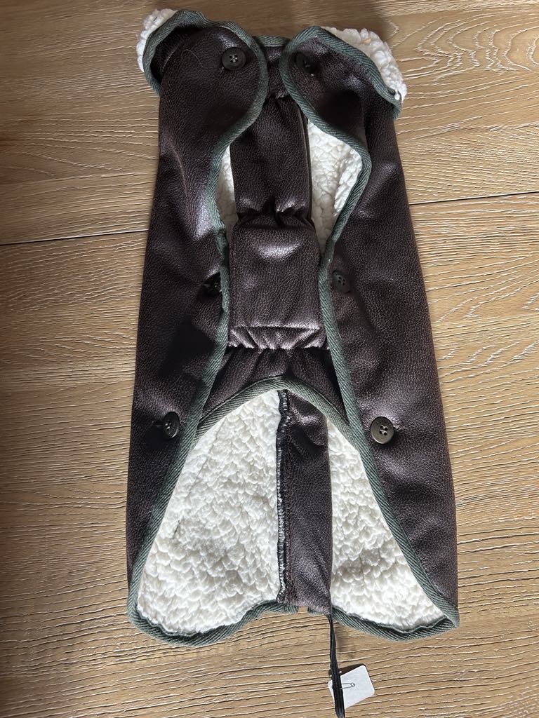 Manteau pour chien type aviateur marron fourré marque WOUAPY