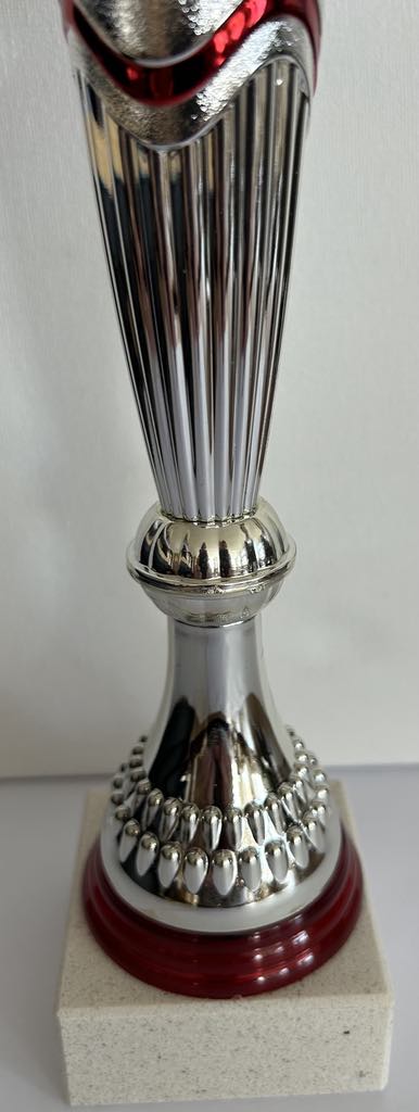 Coupe Trophée argent et rouge existe en 3 tailles