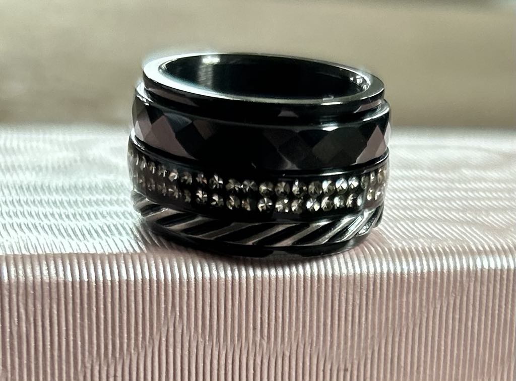 Bague composée IXXXI taille 17 noire et argentée