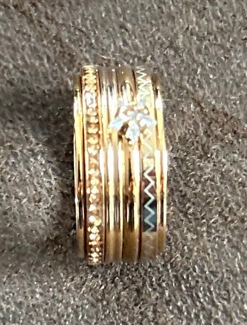 Bague composée IXXXI taille 18 couleur or rose et étoile