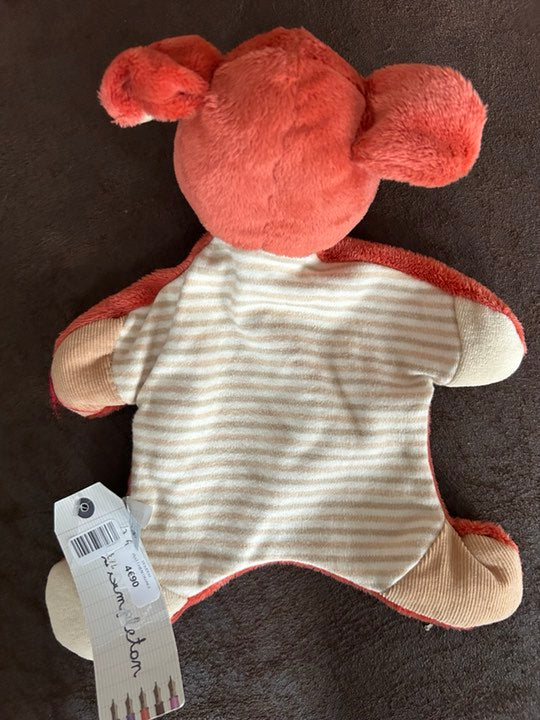 DOUDOU PLAT CHIEN ORANGE 23cm Collection Les Simpletons des Petites Maries