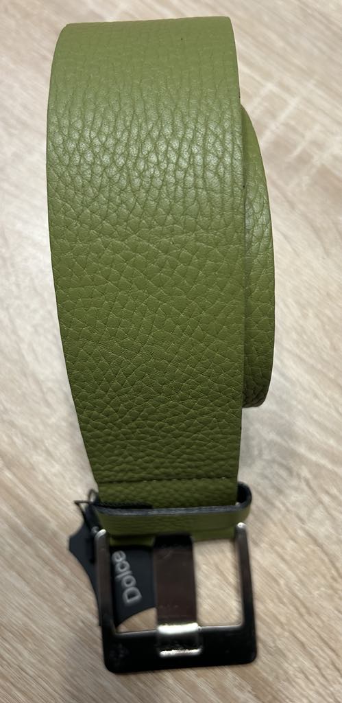 Ceinture large vert olive , boucle argent Dolce C