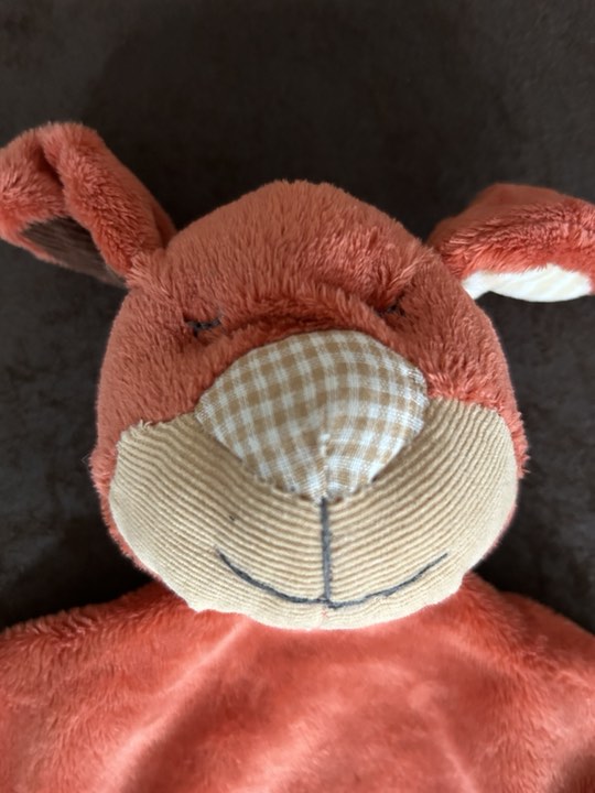 DOUDOU PLAT CHIEN ORANGE 23cm Collection Les Simpletons des Petites Maries