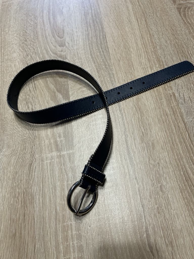 Ceinture marine entourée de points argentés, boucle argent BEL&BO