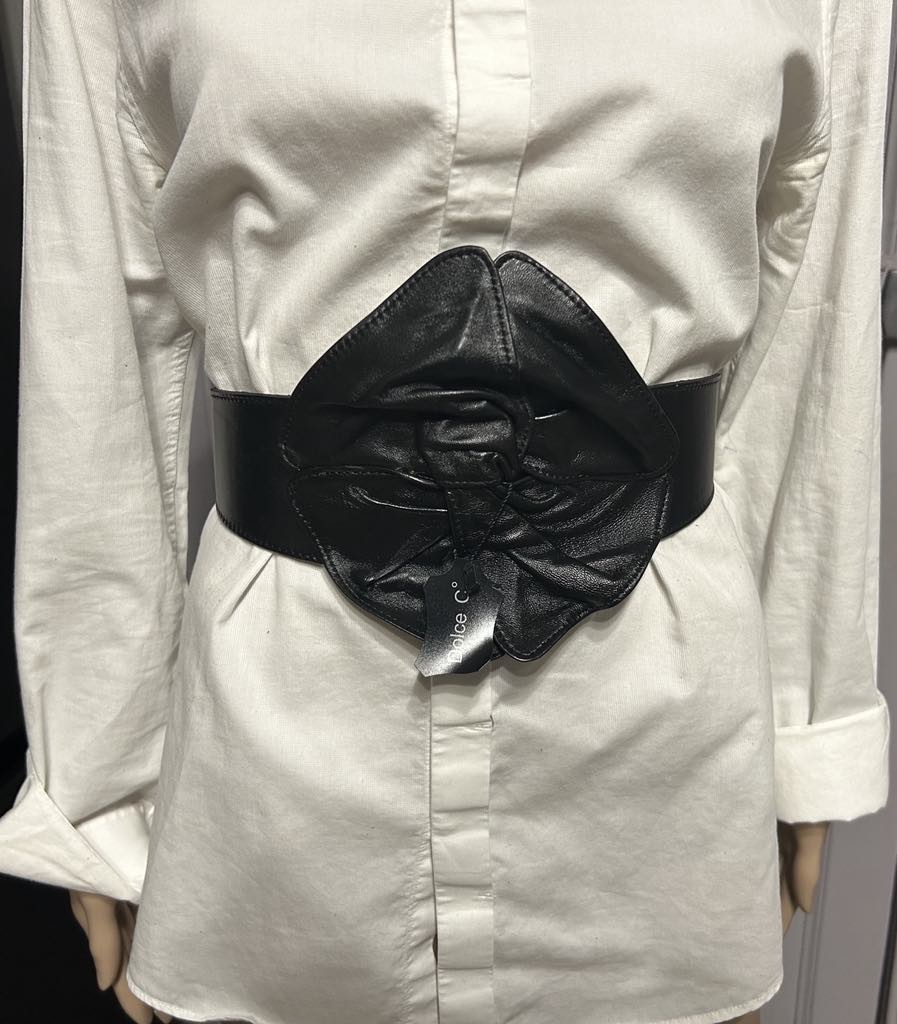 Ceinture noire large fleur DOLCE C