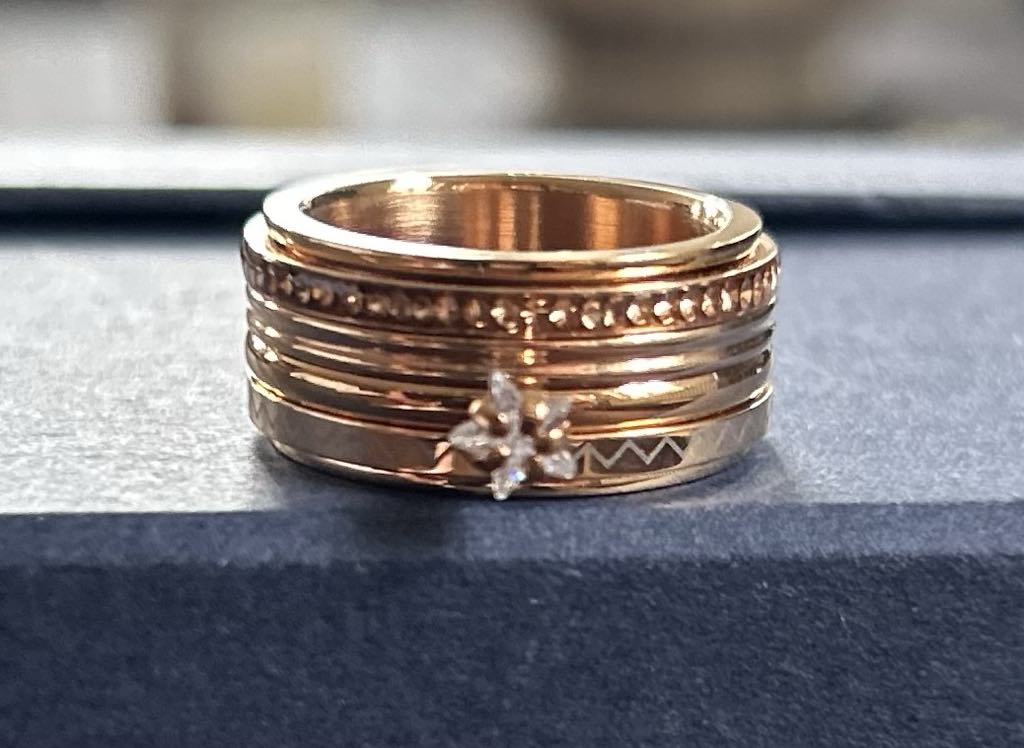 Bague composée IXXXI taille 18 couleur or rose et étoile