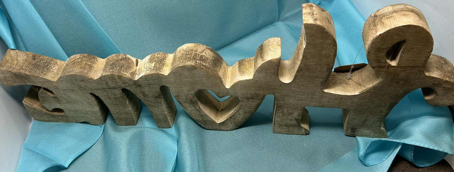 "HOME" sculpté en bois de manguier de GmbH (40*14*3cm)
