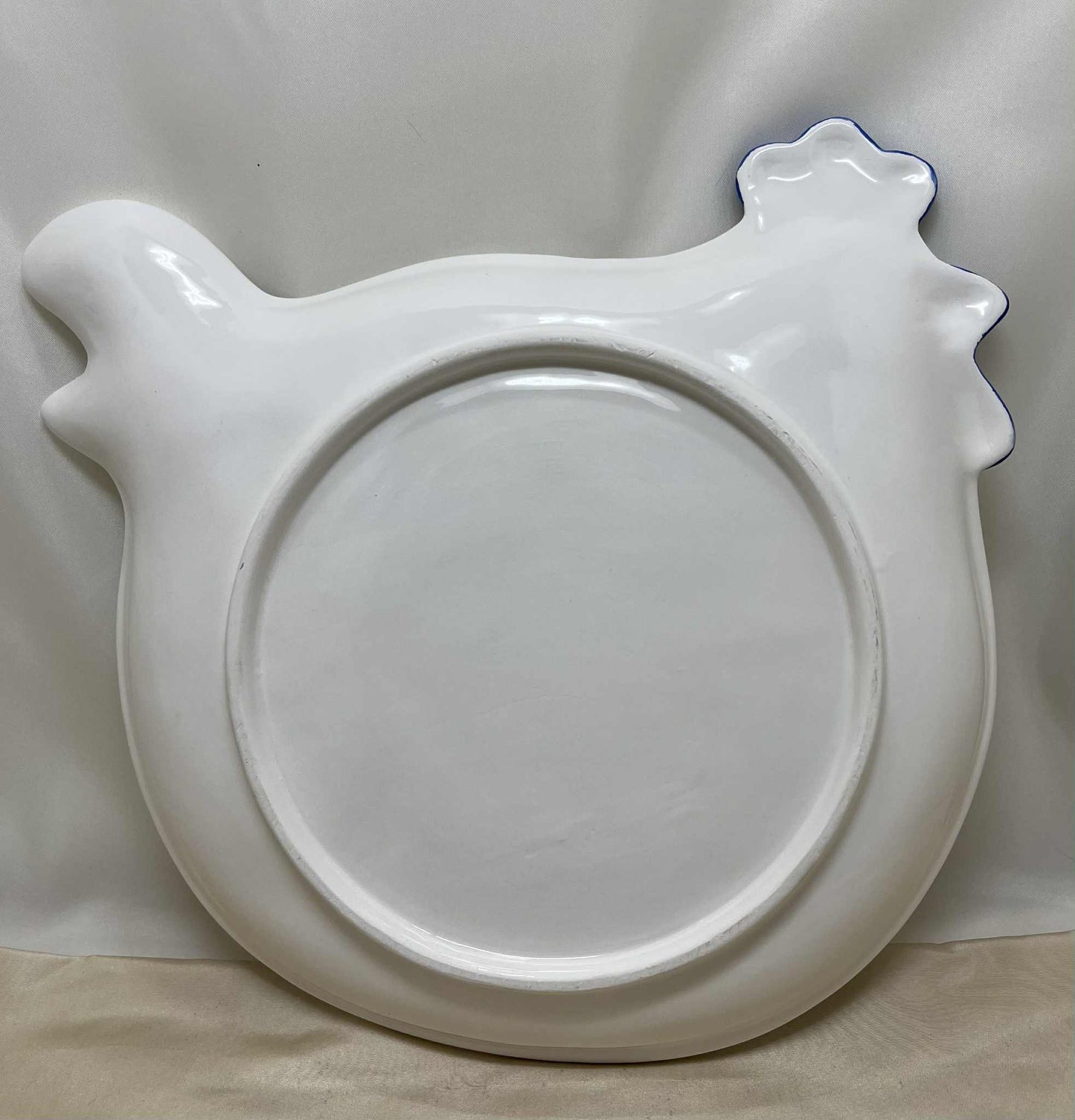 Plat plat en céramique et en forme de poule bleu et blanc de GmbH (26*24cm)