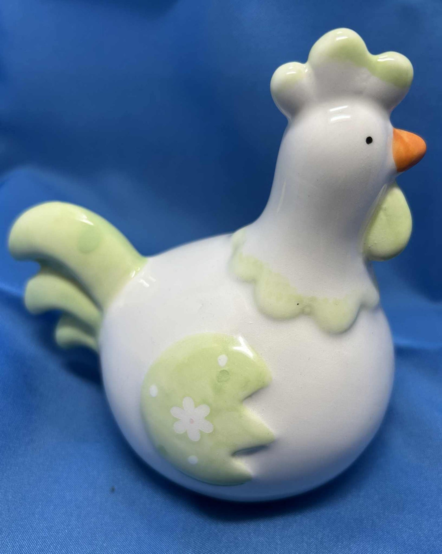 Poule en céramique blanche et verte de GmbH (11*10cm)
