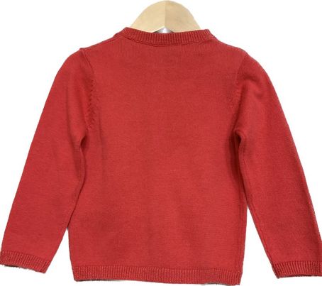 GILET ROUGE MANCHES ET COL DORE
