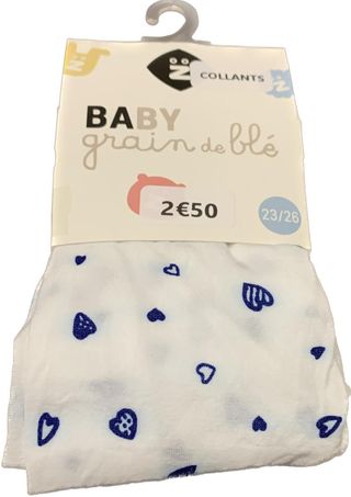 COLLANTS BABY GRAIN DE BLE BLANC MOTIFS BLEUS