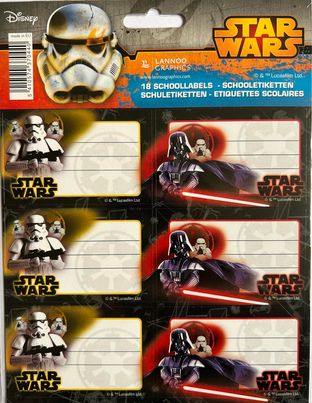 18 ETIQUETTES SCOLAIRES STARWARS LANNOO GRAPHICS