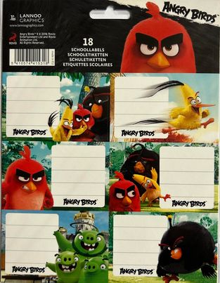 18 ETIQUETTES SCOLAIRES ANGRY BIRDS LANNOO GRAPHICS