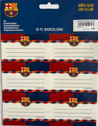 18 ETIQUETTES SCOLAIRES FCBARCELONE