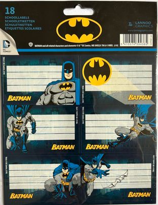 18 ETIQUETTES SCOLAIRES BATMAN LANNOO GRAPHICS