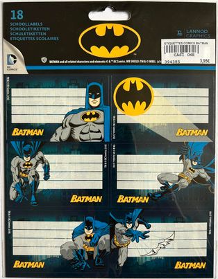 18 ETIQUETTES SCOLAIRES BATMAN LANNOO GRAPHICS