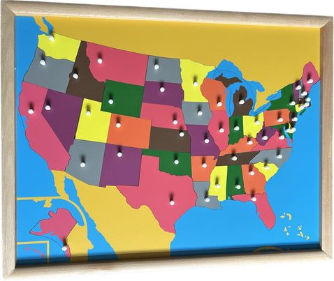 Puzzle carte des USA en bois MONTESSORI