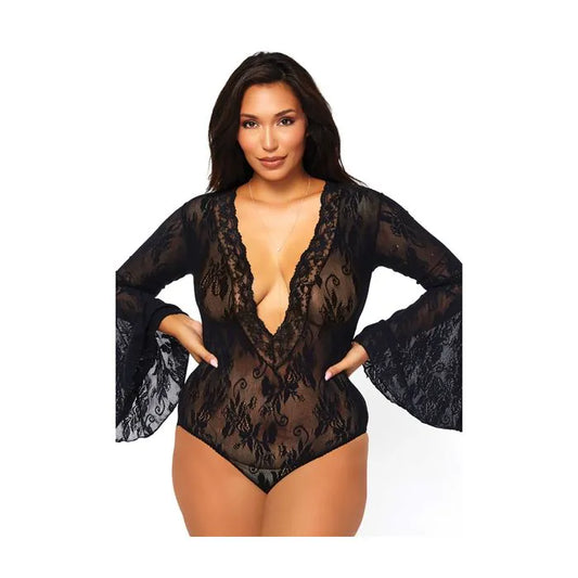 Body à manches cloches noires Grande Taille