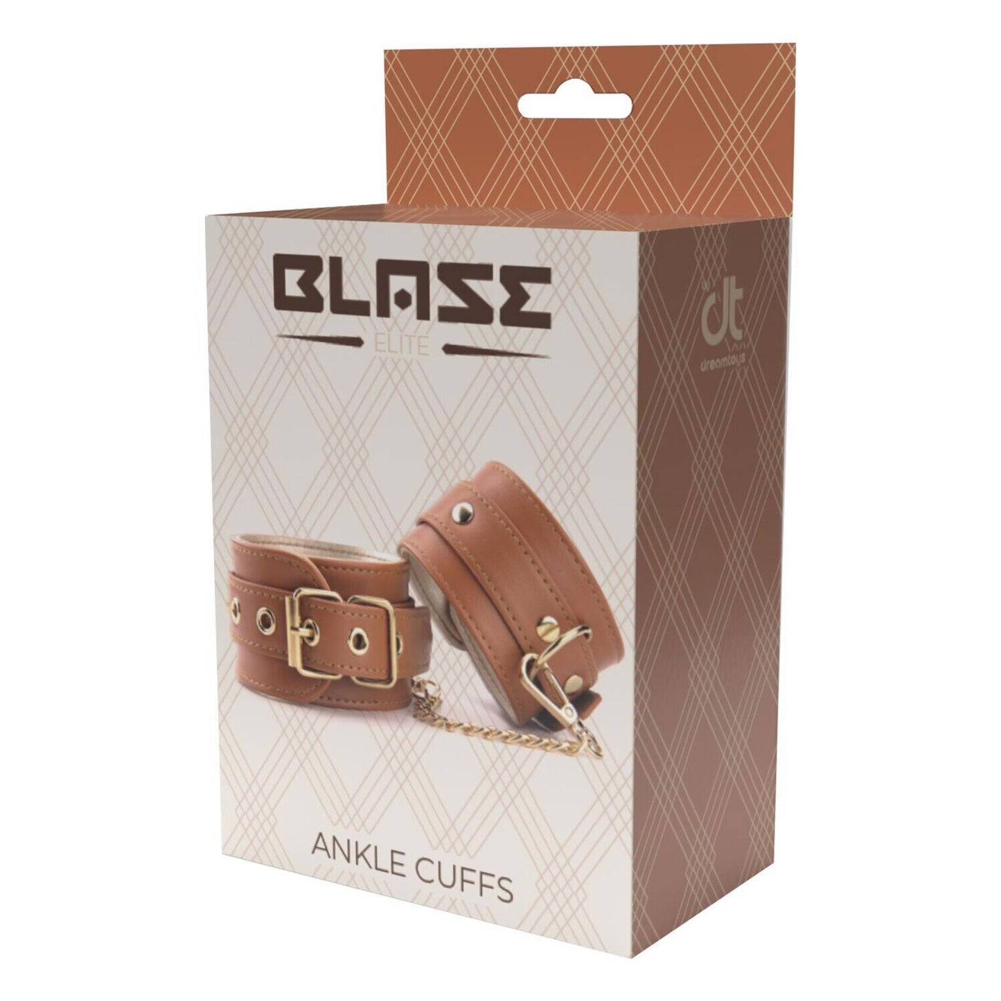 BRACELET de cheville Tonga Blaze Elite en cuir végan couleur cognac , ajustable avec chaine métal de 12 cm