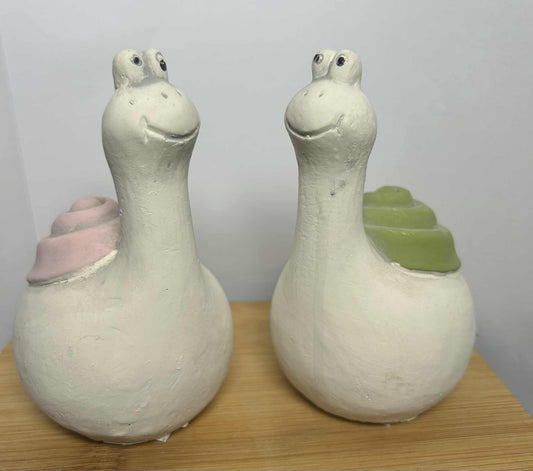 Couple d'escargots en plâtre rose et vert GmbH (11.5*8cm)
