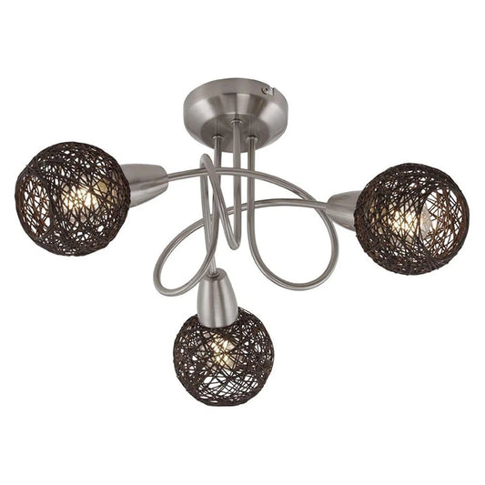 Plafonnier Briloner nickel mat/marron 47 cm max 3 x 5,5 W E14