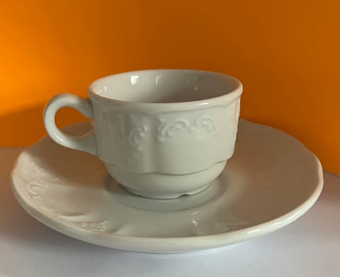 Lot de 6 tasses et sous tasses blanches ROMBOUTS 8cl