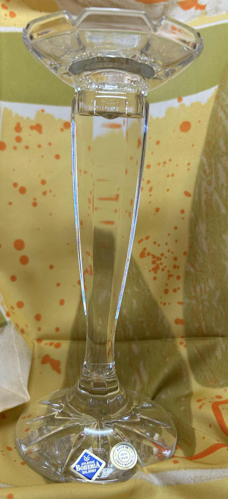 Bougeoir en cristal de bohème de GmbH (haut 18.5cm)