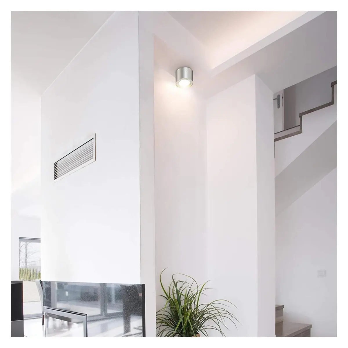 Plafonnier LED tubulaire Briloner, orientable et rond, 5 W, argenté