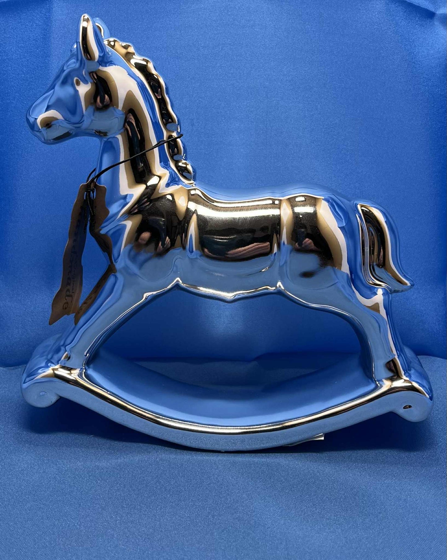 Cheval à bascule en plâtre recouvert de peinture argentée fait main  de GmbH (17*15.5)