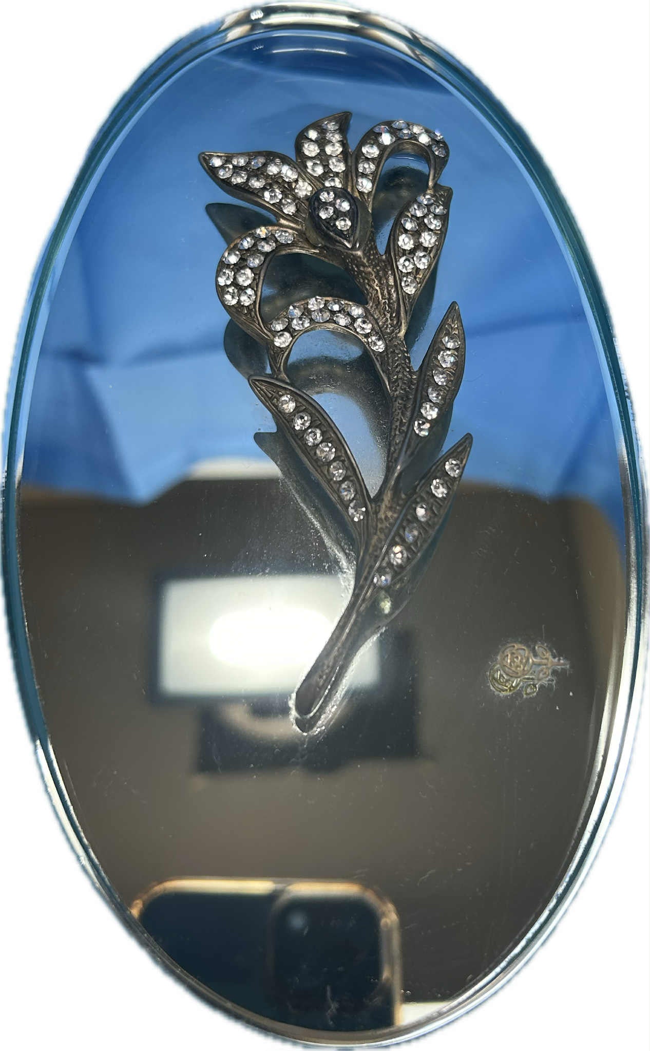 Coffret à bijoux en verre , couvercle recouvert d'une glace et d'une fleur en strass de GmbH (10*18*5cm)