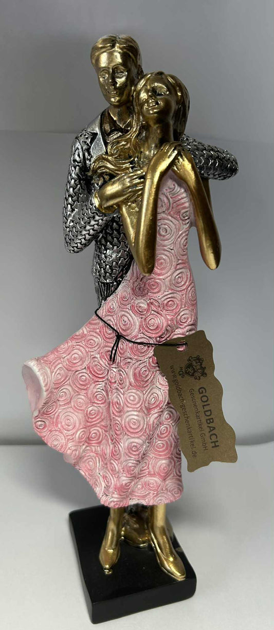 Couple élégant rose et gris en résine GmbH 25cm