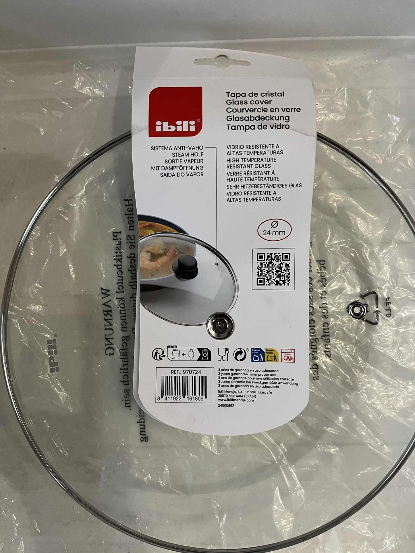 Couvercle en verre ibili de diamètre 20cm