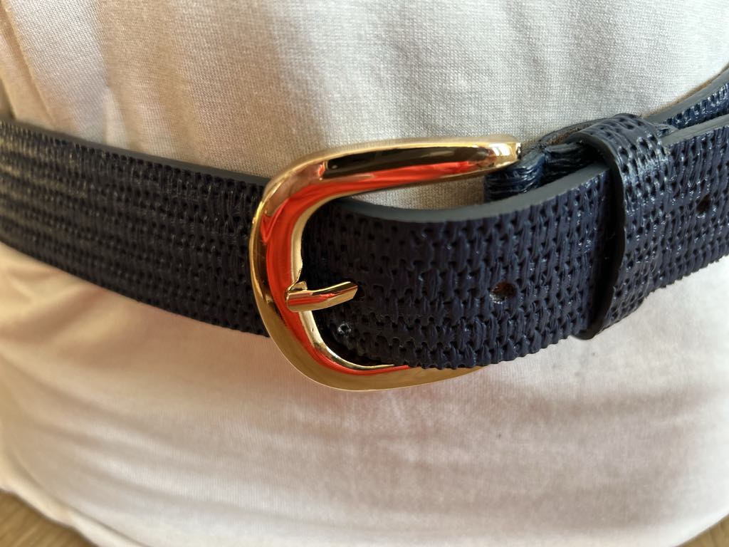 Ceinture marine boucle dorée cuir Fashion