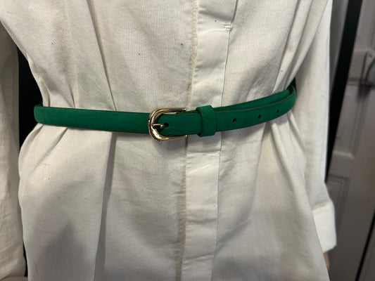 Ceinture verte aspect velours boucle dorée Fashion