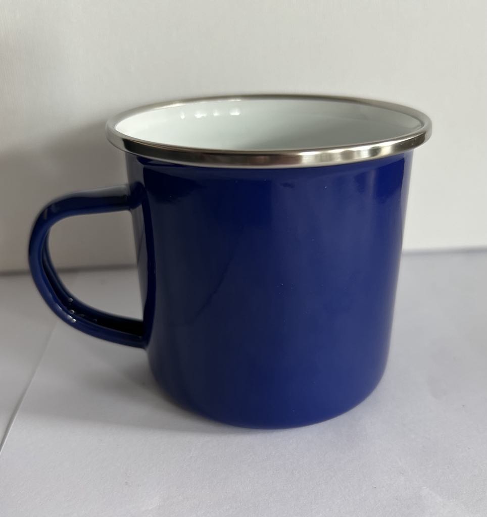 Mug en acier marine ,intérieur blanc 350ml