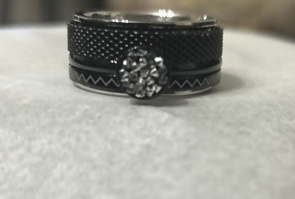 Bague composée IXXXI taille 17  Argent et bagues empilables noires