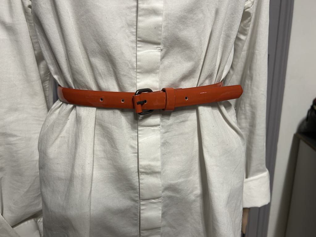 Ceinture orange brillante , boucle vieillie, Marque Fashion
