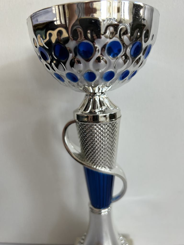 Coupe, Trophée argent et bleu . H 21.5 cm