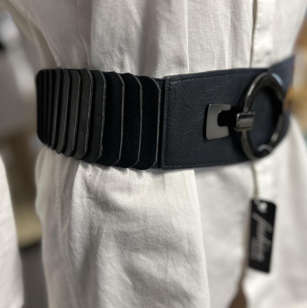 Ceinture élastique marine, boucle grise Fashion